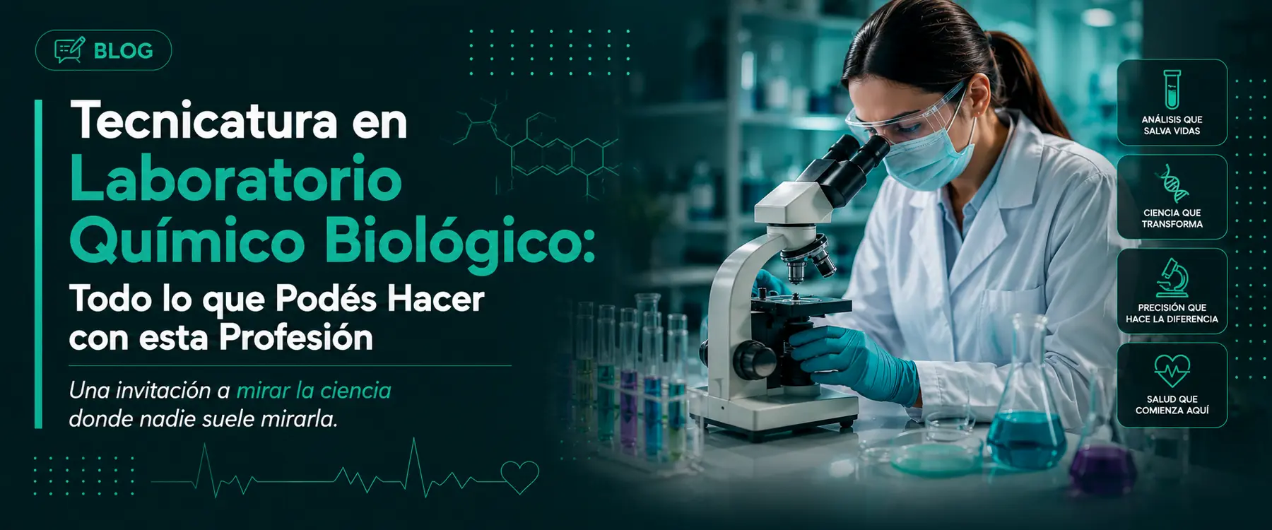 Flyer Tecnicatura en Laboratorio Químico Biológico: Todo lo que Podés Hacer con esta Profesión