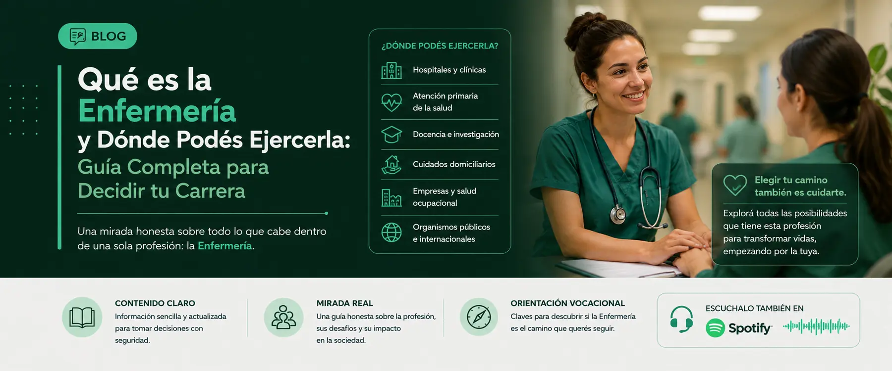 Flyer blog Qué es la Enfermería y Dónde Podés Ejercerla