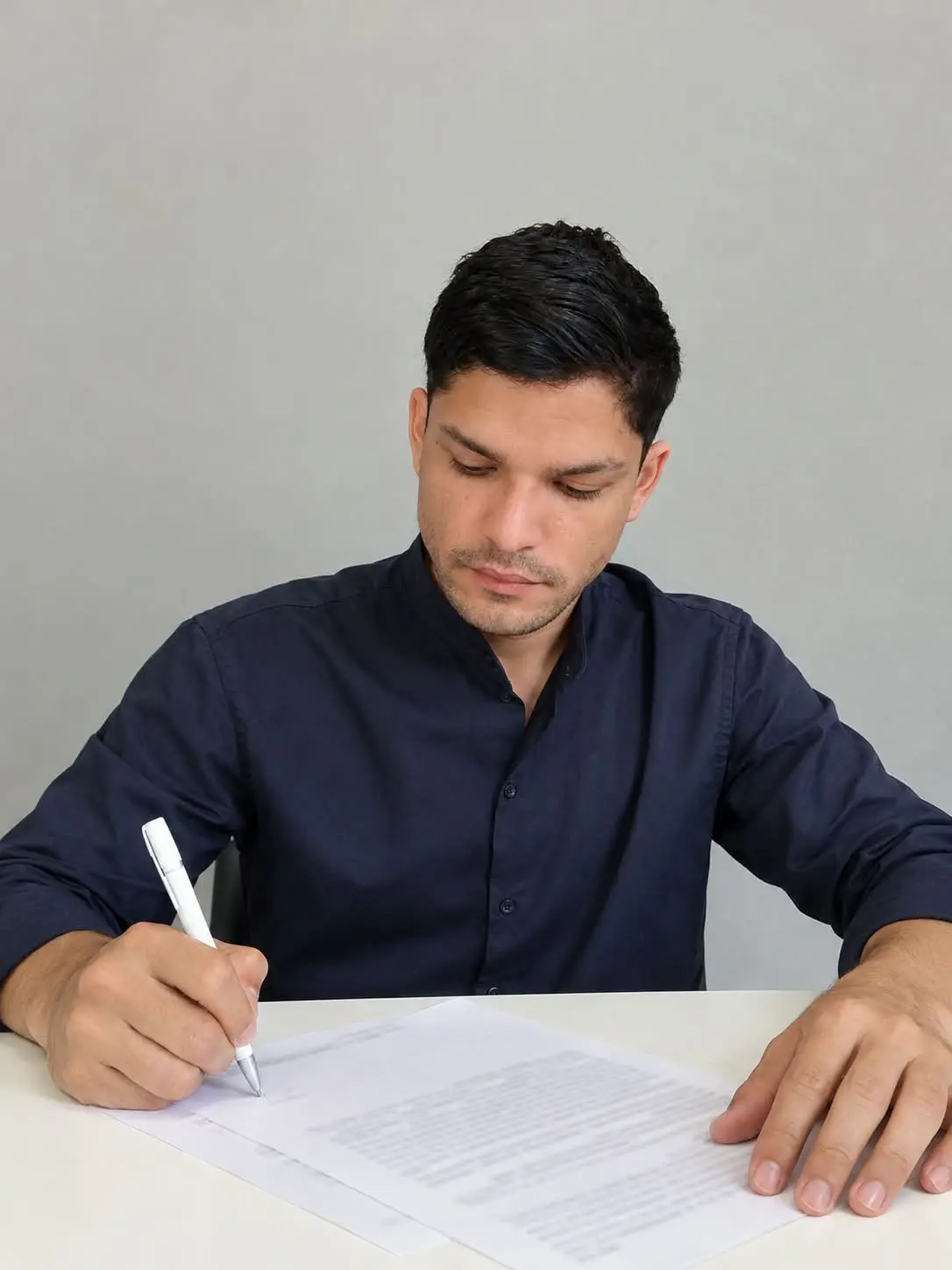 Damián Escobar firmando un documento