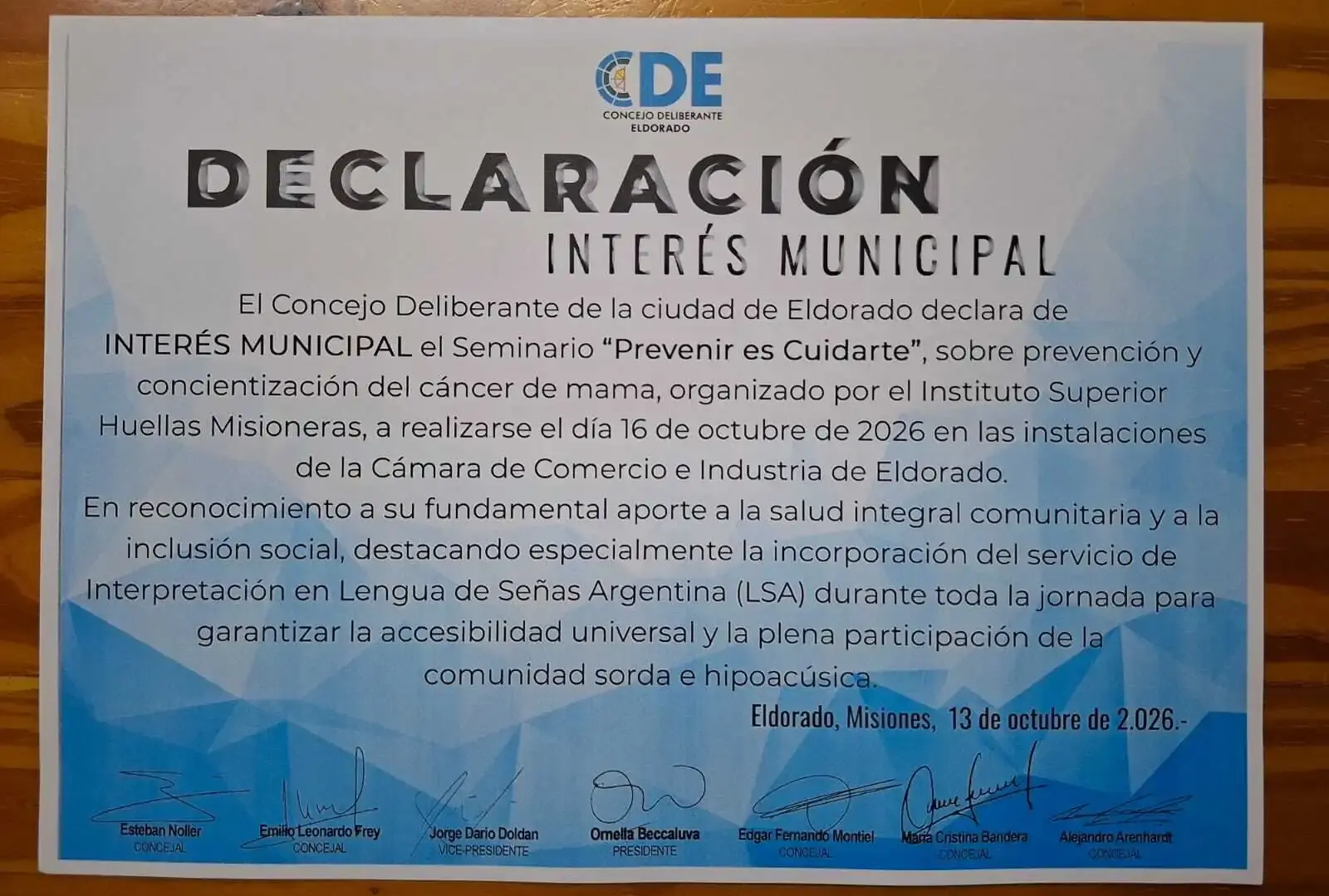 El seminario “Prevenir es Cuidarte” de Huellas Misioneras fue declarado de Interés Municipal